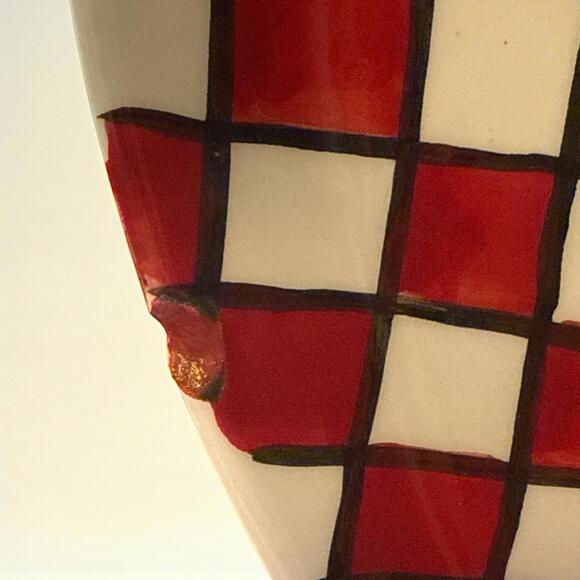 Fat & Skinny Chef Salt & Pepper, Napkin Holder and Spoonrest Red & White Ceramic - Picture 11 of 14